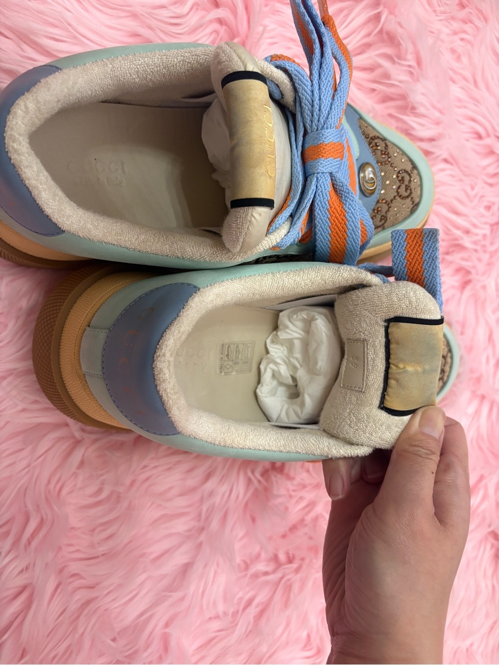 GUCCI WOMEN'S SCREENER SNEAKER WITH CRYSTALS SIZE 39 - Picture 8 of 10